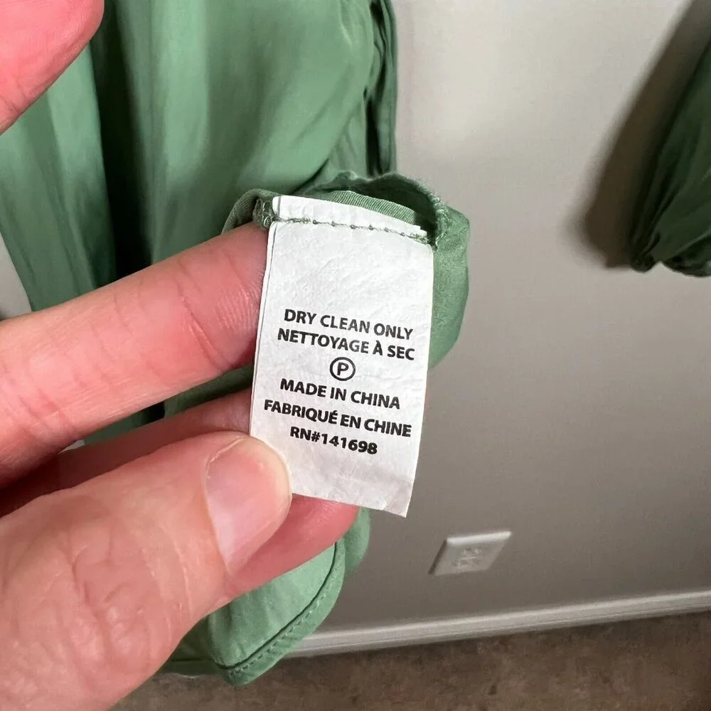 Ramy Brook Mini Wrap Dress Size Small Green Long Sleeve Vacation Brunch Resort